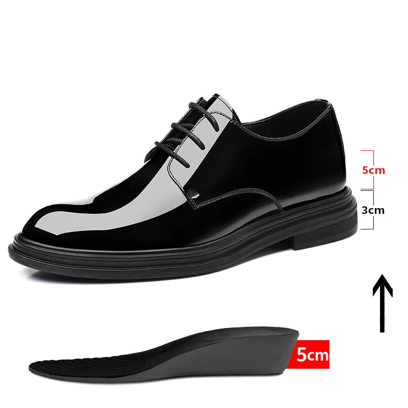6CM mens high boots 8CM mens elevator dress shoes patent leather mens leather business shoes 241007