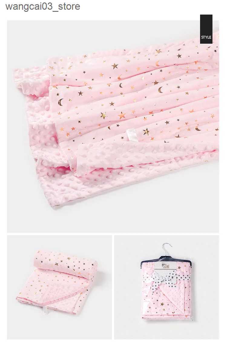 Blankets Swaddling 75*120CM Baby Toddler Minky Blankets Moon Star Fleece Quilt Soft Children Blanket Swaddle Cover Quilts Bedding L240910