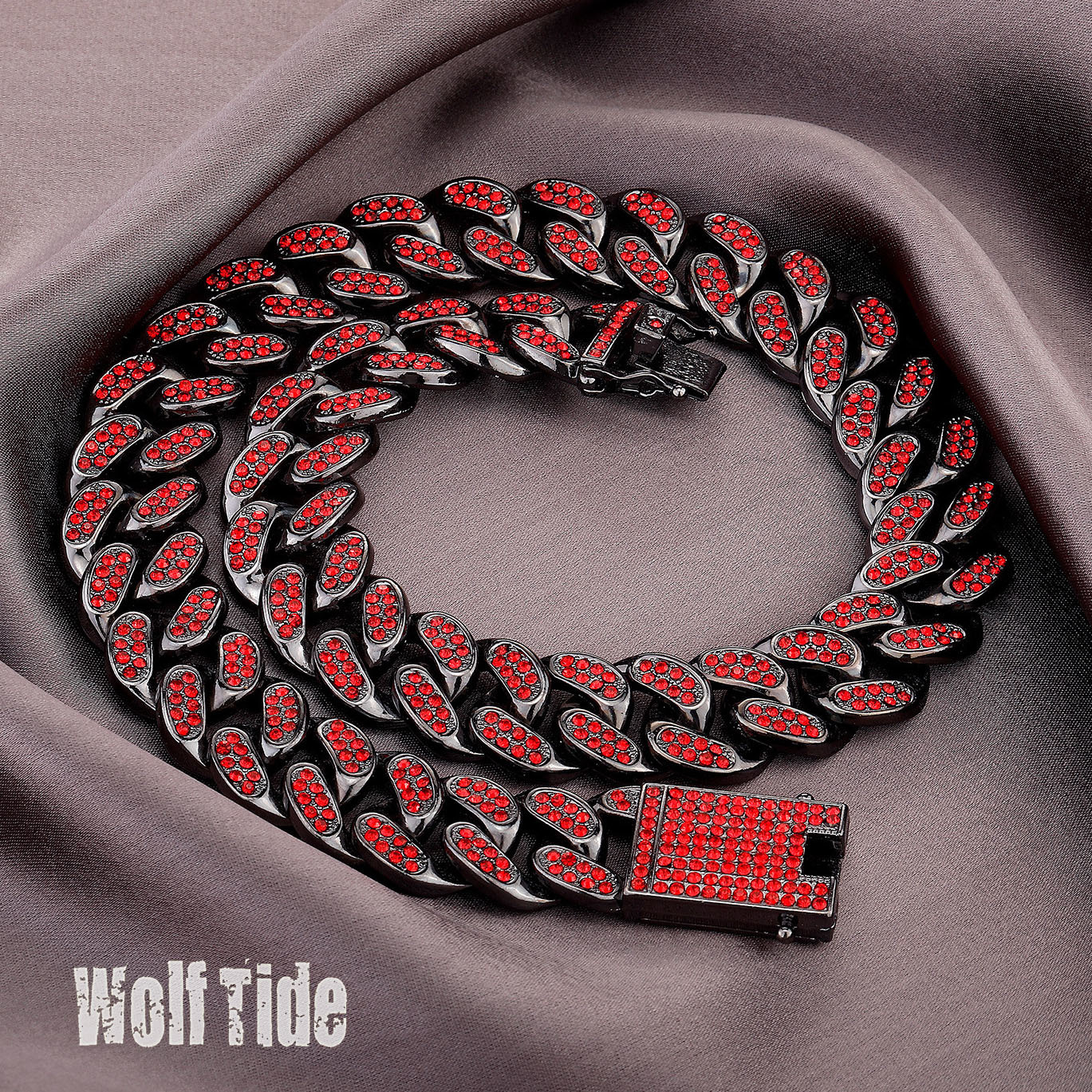 20MM Bling Red Rhinestone Big Cuban Link Chain Necklace Sparkly Alloy Gemstone Hip Hop Trendy Mens And Womens Jewelry Accessory Bracelet Miami Rapper 