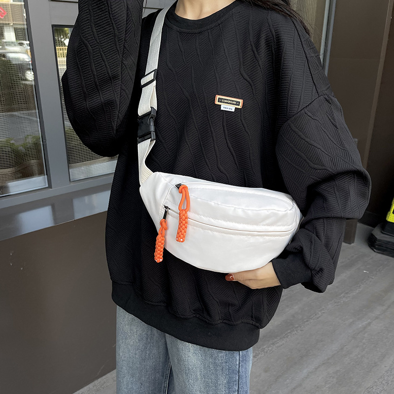 Ladies' Chest Trendy Canvas Crossbody Solid Color Simple Phone Personalized Large Capacity Shoulder Bag