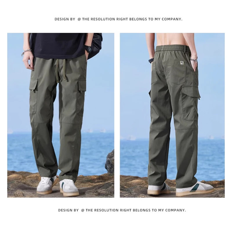 Mountain Over Mens Summer Slimming N Retro Fashion Loose Summer Straight Casual Pants 241011