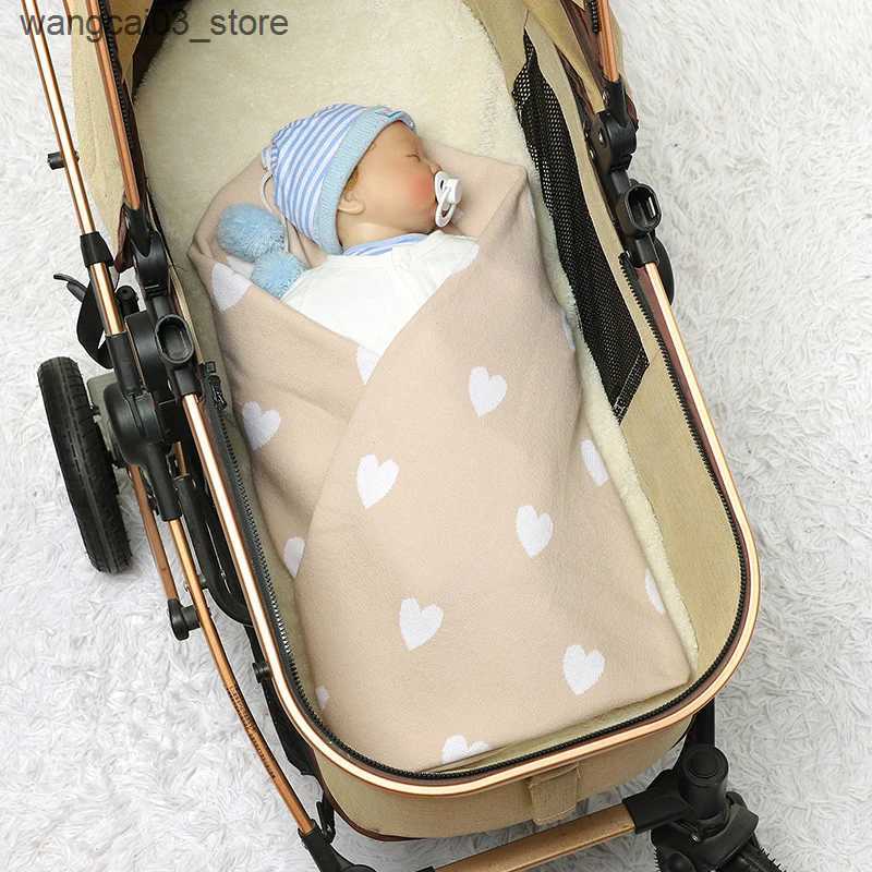 Blankets Swaddling Baby Blankets Cotton Knit 90*70CM Infant Girls Newborn Boys Bed Quilt Cute Love Plaid Toddler Stroller Swaddle Soft Sleep Covers L2