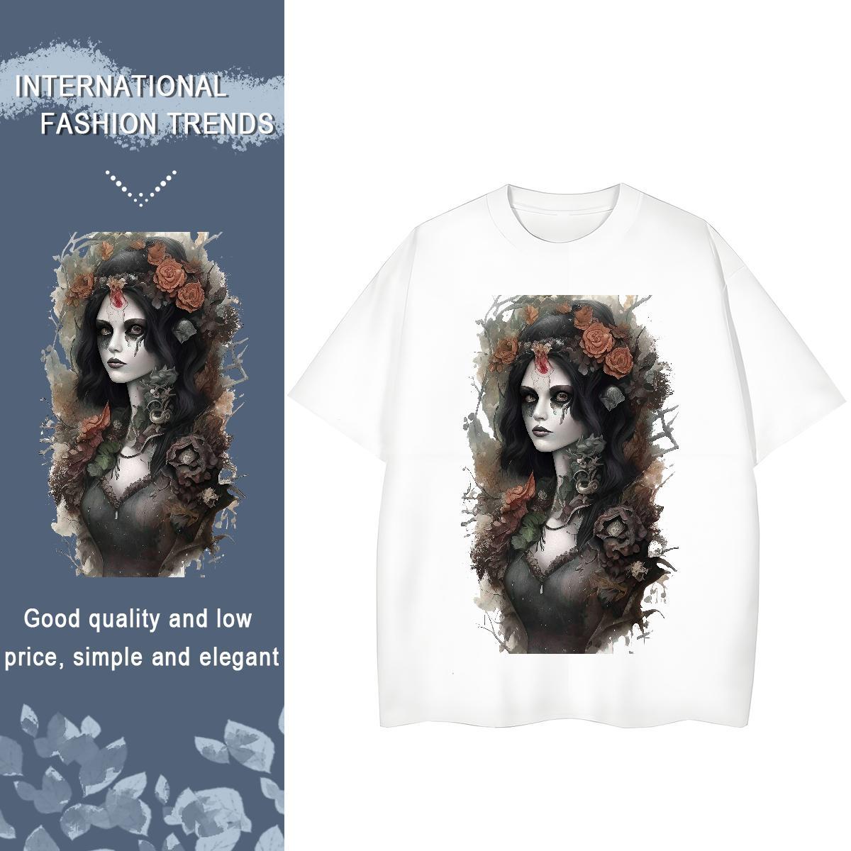 TOP Quality T-Shirts for Women 230g 100% Cotton Breathable Crew Neck Casual portrait Unisex Tshirts Lady Black Oversized Clothes Shirt