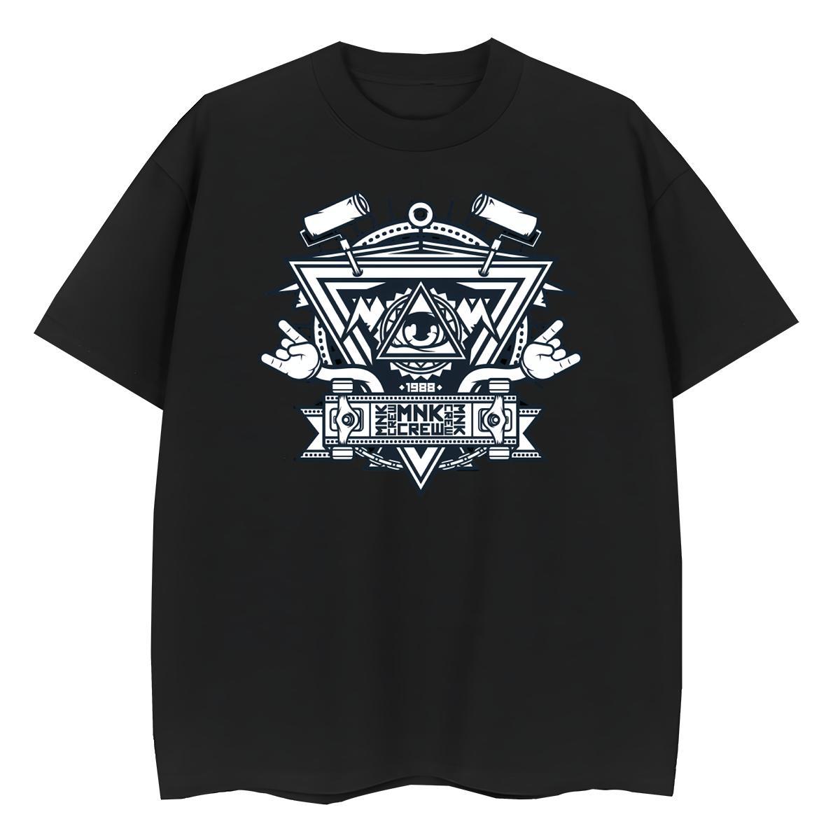 Fashion Casual T shirt 100% Cotton 230g Short sleeve Soft Sports Street Wear eye of the devil Couples T Shirts Loose fit Black White Top Shirts