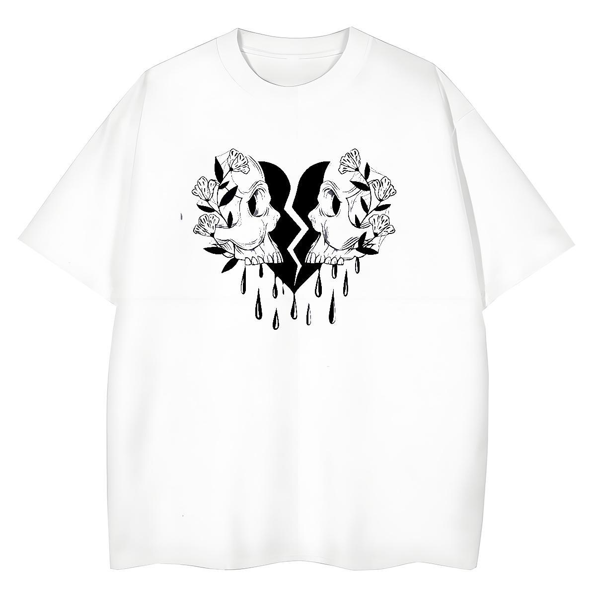 Designer T Shirt For Woman 230g Cotton Breathable Outdoor skull Couples T Shirts Loose fit Custom Cartoon Top Tees