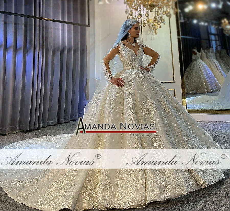 Stunning Lace weddng dress ball gown bridal gowns amanda novias brand
