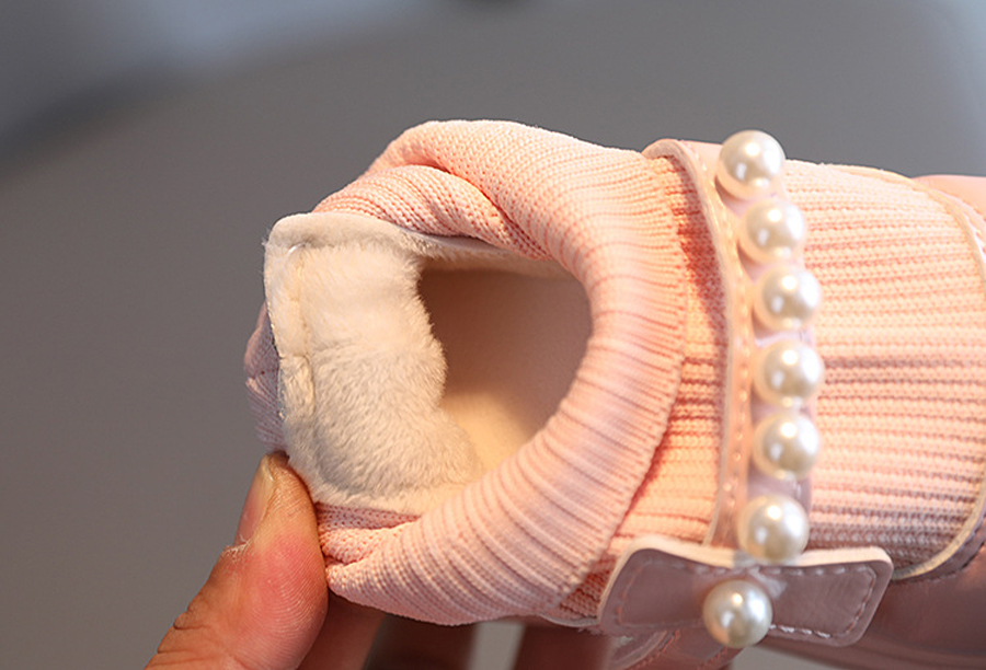 Baby Girls Princess Boots Sock Shoes Children Casual Toddlers Kids Autumn Winter Leather Shoes Happysteps with Pearls Beading Sizes 21-30