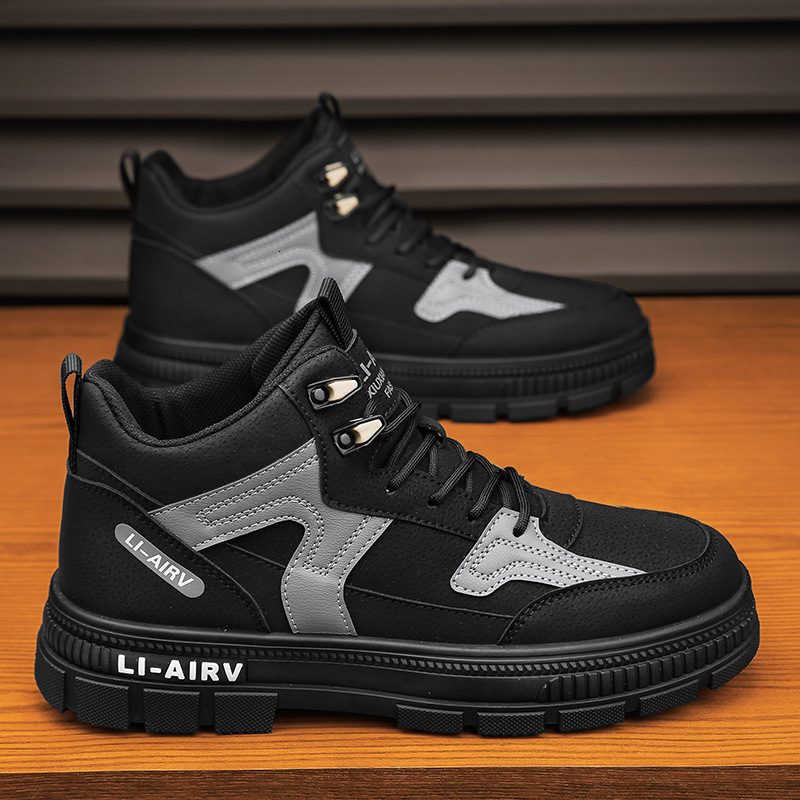 Autumn winter warm and trendy outdoor high top Martin boots, men's cotton versatile work clothes, sports board shoes, thick soled snow boots