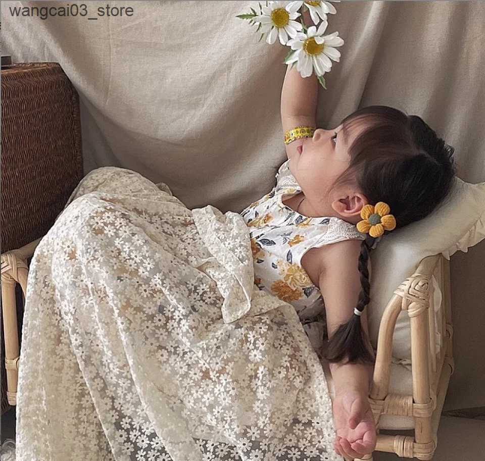 Blankets Swaddling Summer Baby Blanket Newborn Swaddle Wrap Flower Lace Baby Receiving Blankets Baby Photo Shoot Photography Drops Blanket 120cm L2409