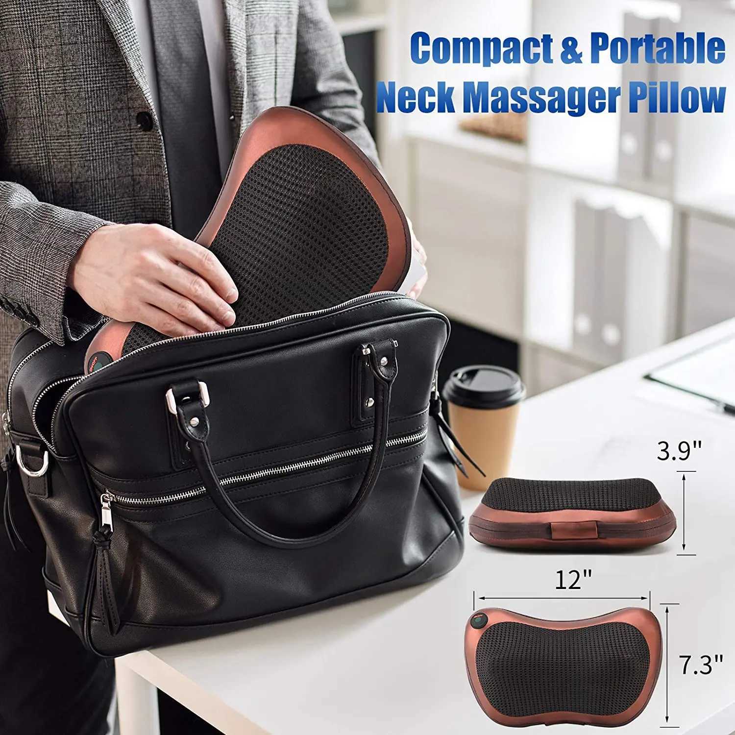 Massage pillow with neck and back massager equipped with hot neck and shoulder massager and 3D deep tissue kneading massager W240819