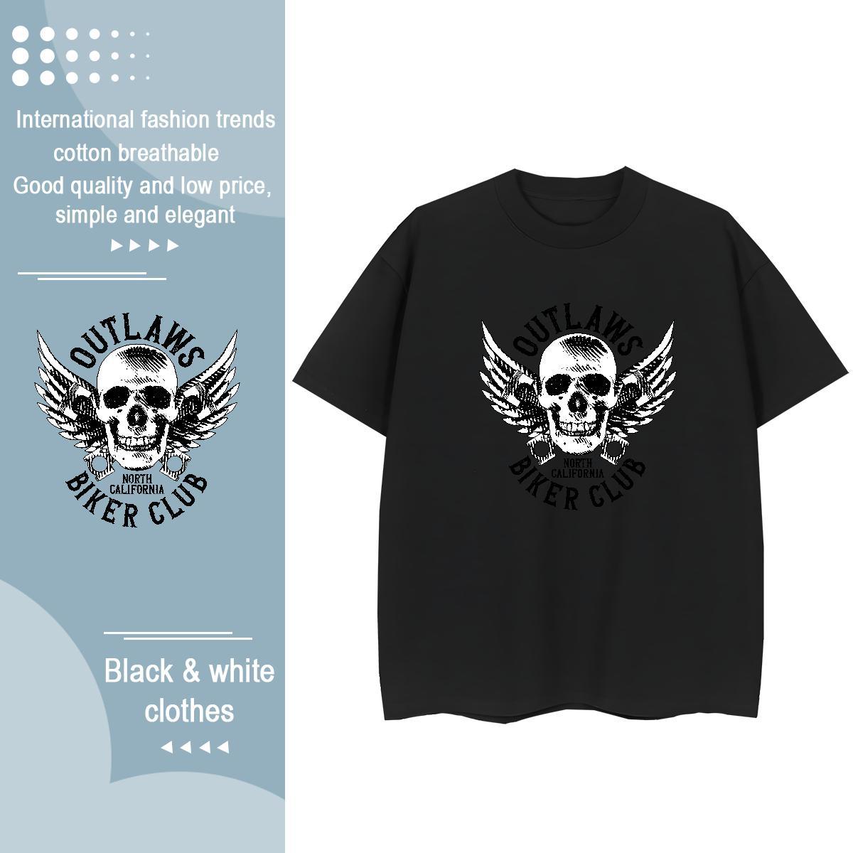 Fashion T-Shirts for Women 230g 100% Cotton Breathable Soft Casual Sport skull Tshirt for Man Woman Loose fit DIY Printed Wear