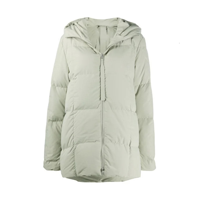 Winter womens thick warm white duck down hooded jacket Y2K high-quality fashionable casual comfortable short bread jacket 241009