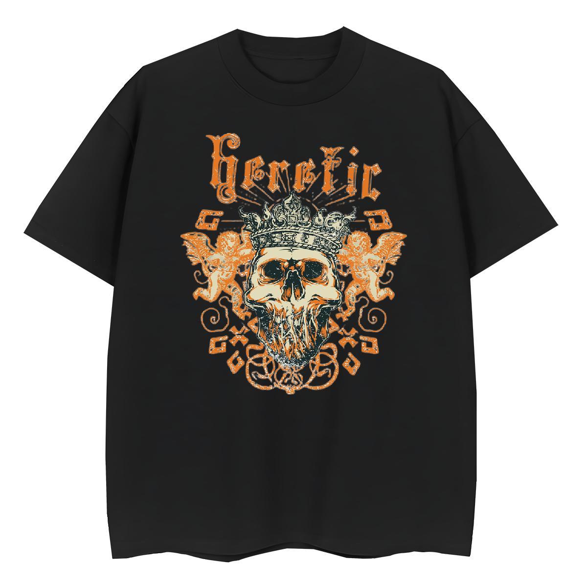 Fashion Casual Womens T Shirts 100% Cotton 230g Breathable Crew Neck Casual Daily Wear skull Couples T Shirts Soft Floral Print Clothes