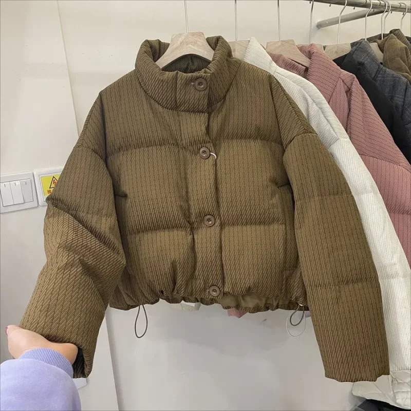 Stand Collar Short Cotton Padded Coat Womens Parka Korean Fashion Winter Jacket Female 2024 Thicken Warm Puffy Down 240930