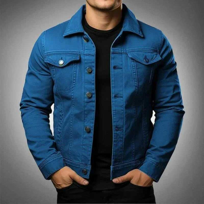 Mens fashionable casual jacket washed denim top autumn loose large denim jacket mens jacket W241011