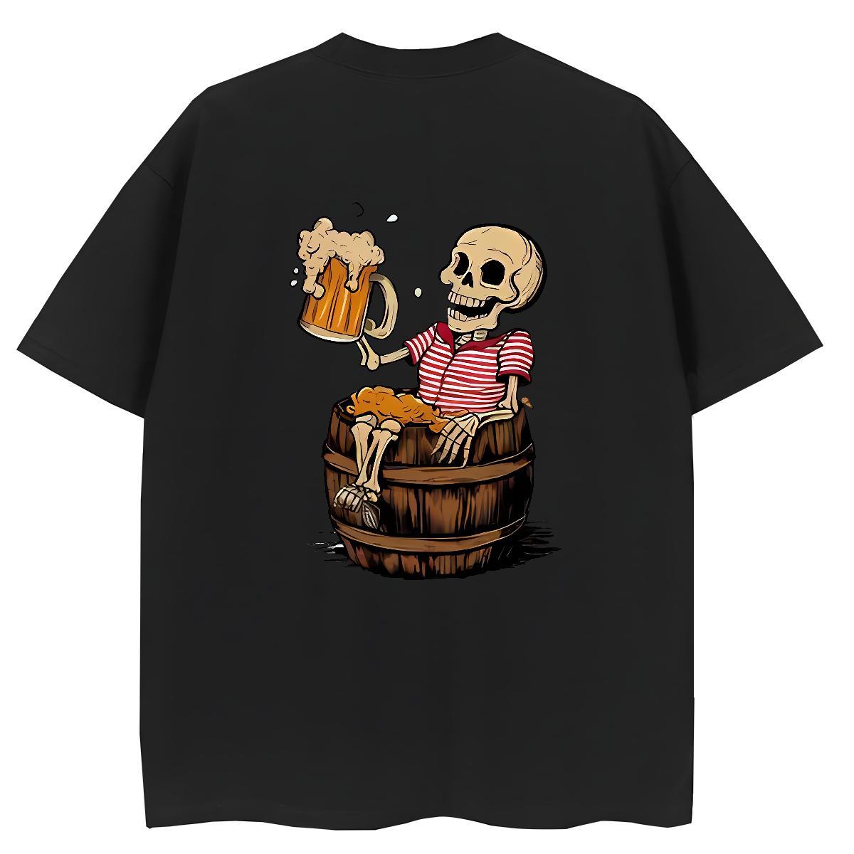 New T-Shirts 230g 100% Cotton Breathable Soft Beach skull Women Tees Female Graphic Clothes Shirt