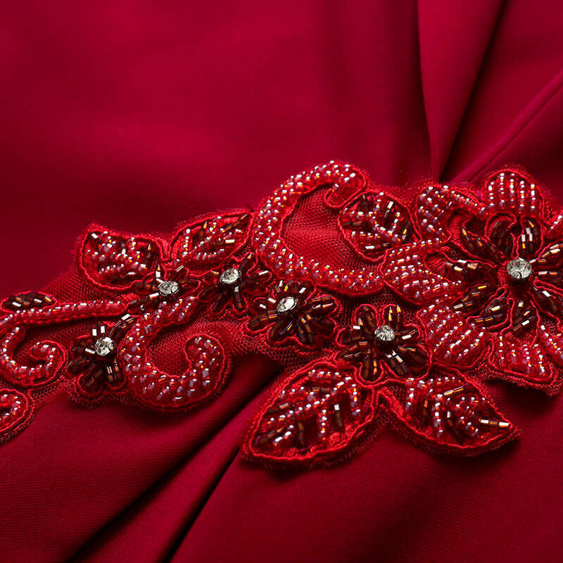 suit collar dress summer 2024 new high-end style embroidered bead wine red wrap skirt for children