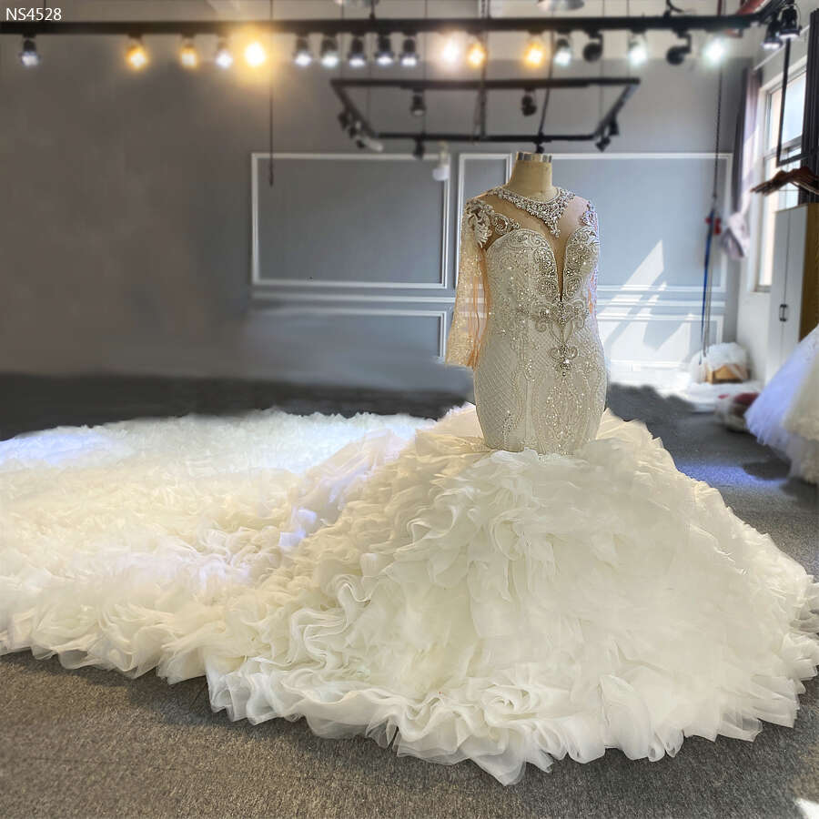 Africa Bridals Long Sleeve Ruffle 2 in 1 Mermaid Wedding Dress