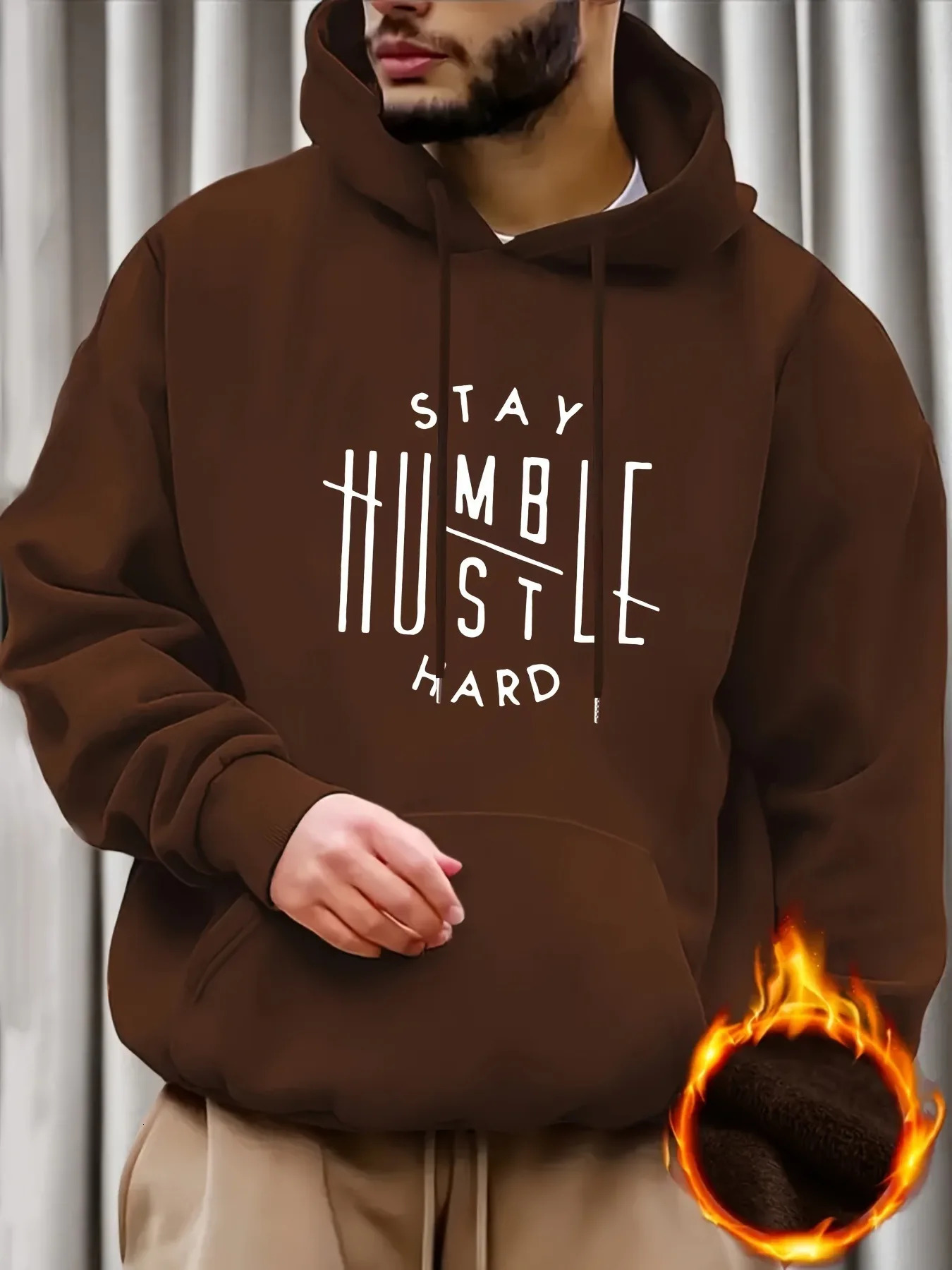 Stay Humble Hustle printed hoodie mens casual pullover hooded sweaters Kangaroo Pocket street wear for winter Fall 241011