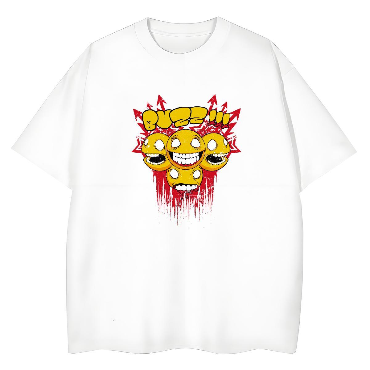 Casual New T shirt 100% Cotton 230g Breathable Short Sleeve Summer Casual skull Unisex Tshirts High quality DIY Anime Printed Tops Shirt