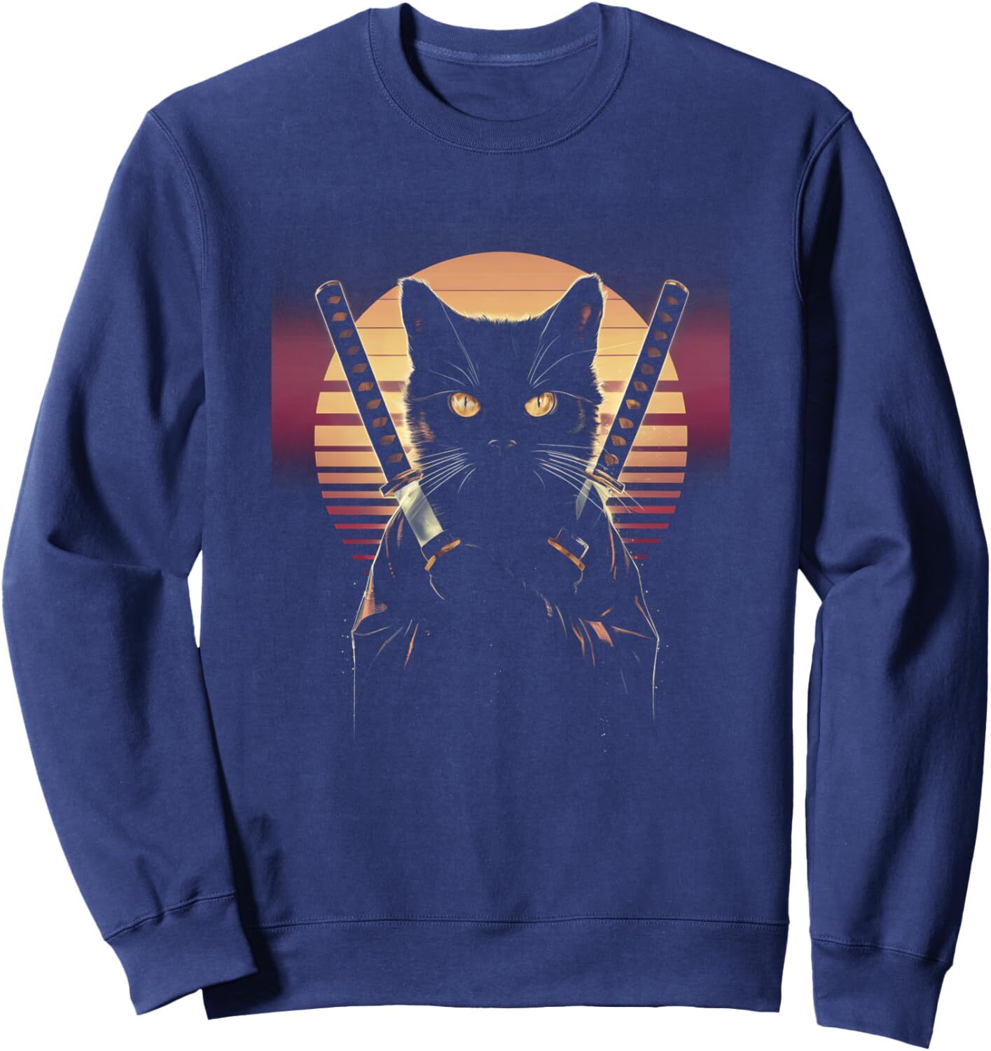 Long Sleeve Shirts for Men sweatshirt Cat Lover Japanese Sunset Retro Cat Owner Design Sweatshirt Tee Streetwear Casual tops clothes