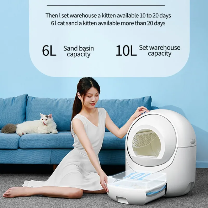 Fully Automatic Pet Cat Litter Box Large Space Anti-splash Smart Cat Litter Box 5G WIFI Remote Control Closed Cat Toilet