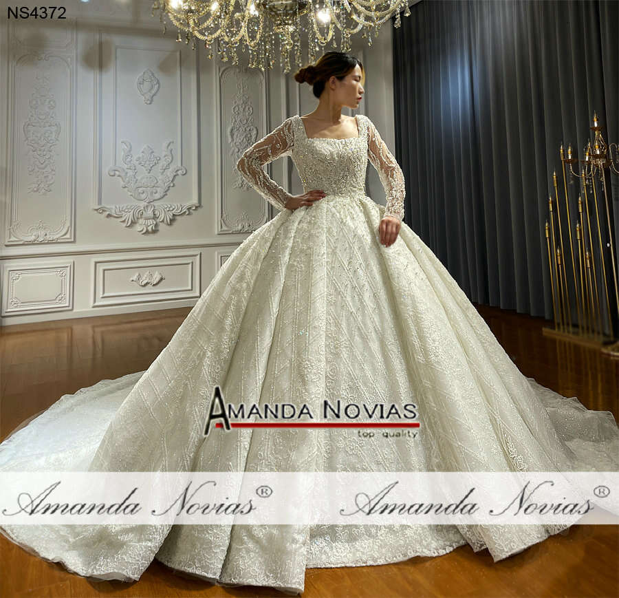 sy Long Train Wedding Dress Long Sleeves Bridal Dress