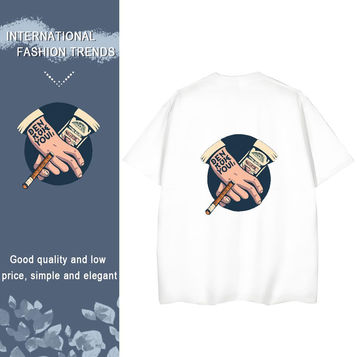 Classic Women T Shirts 230g Pure Cotton Breathable Crew Neck Casual skull Lady T shirt High quality Cartoon Anime Tops