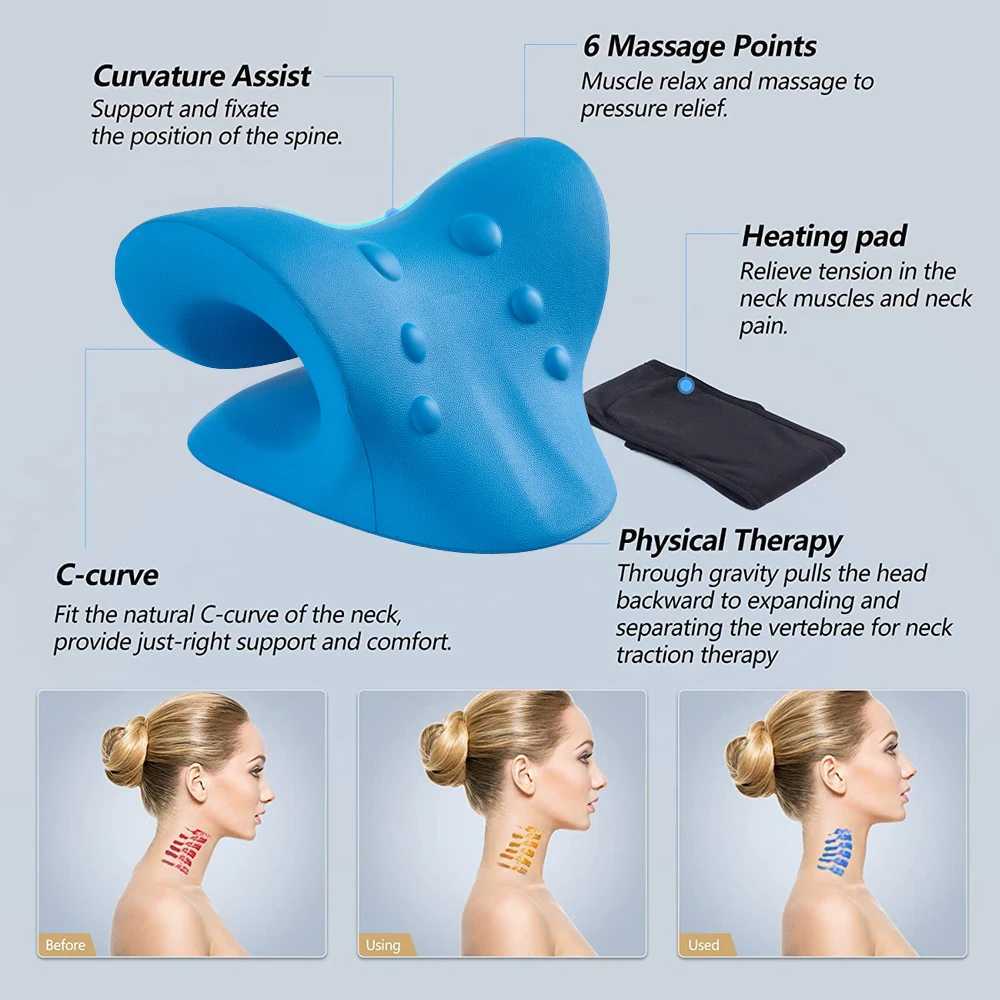 Hot neck stretching machine for relieving neck pain orthopedic nursing traction equipment pillow heating shoulder relaxation finger pressure massager 