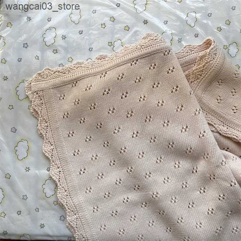 Blankets Swaddling Knitted Baby Blanket Summer Newborn Swaddle Wrap Baby Receiving Blankets 100% Cotton Soft Boy Girl Infant Crib Sleeping Blanket L24