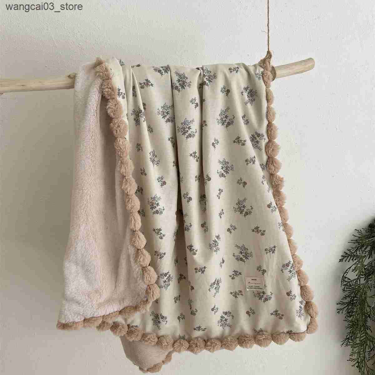 Blankets Swaddling Winter Warm Baby Floral Blankets Plush Swaddle For Newborn Cotton Stroller Blanket Bed Comforter Infant Baby Stuff L240910