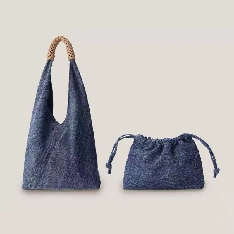 Home>Products>Fashion Shoulder Bag> denim canvas bag>Korean Axillary bag>Casual retro version>Womens texture niche cross body bag 24