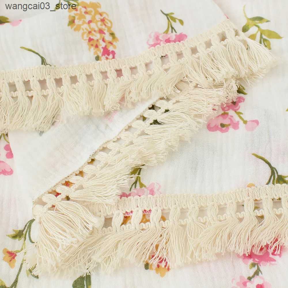 Blankets Swaddling 100% Cotton Baby Blankets Newborn for Boys Girls Muslin Swaddle Blankets Flower Print Bedding Quilt Swaddle L240910