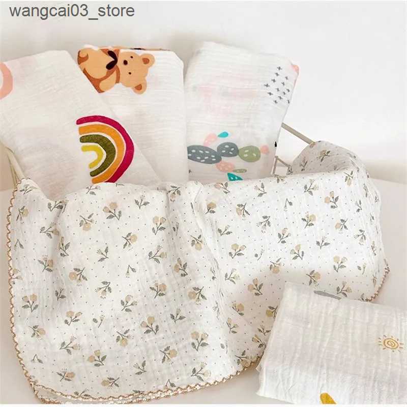 Blankets Swaddling Summer Baby Blanket Newborn Muslin Swaddle Blankets For Boys Girls Floral Soft Baby Receiving Blankets Sleeping Cover Crib Quilt L2