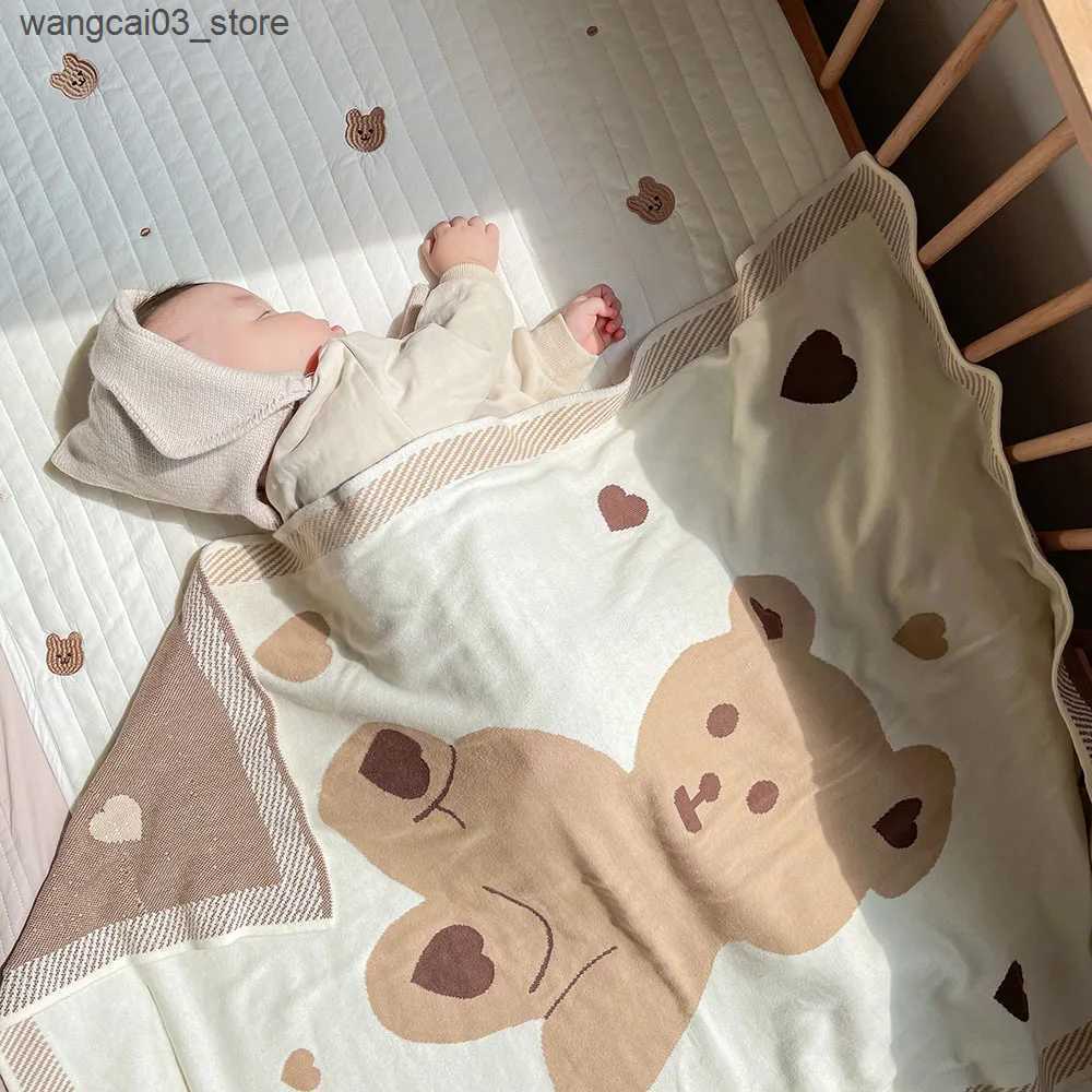 Blankets Swaddling Knit Blanket Swaddling Blankets for Baby Newborn Babies Accessories Bear Childrens Winter Warm Bed Cover Bedding Manta Bebe L240910