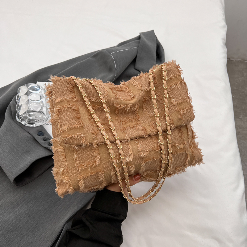 Large capacity fashionable niche design version tote for women new canvas college shoulder bag