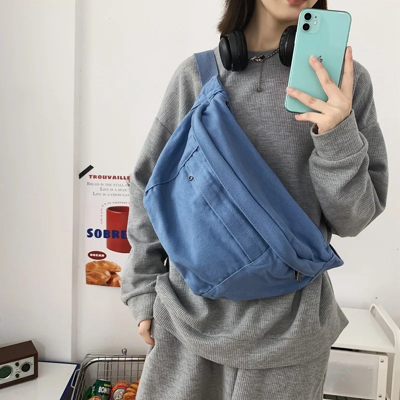 Fashion Trend Waist Bag Street Hip Hop Womens Shoulder Bag Chest Bag Outdoor Sports Canvas Fanny Bag Cross Body Bag Womens Strap Bag 241008