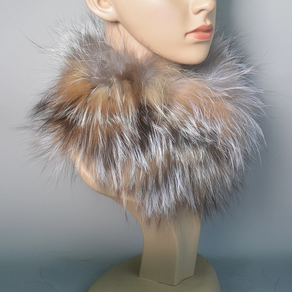 Winter Fox Fur Neck Warmer High Quality Knitted Natural Fluffy Headband Fashion Ring Scarf Women Real Fox Fur Ring Scarves 241009