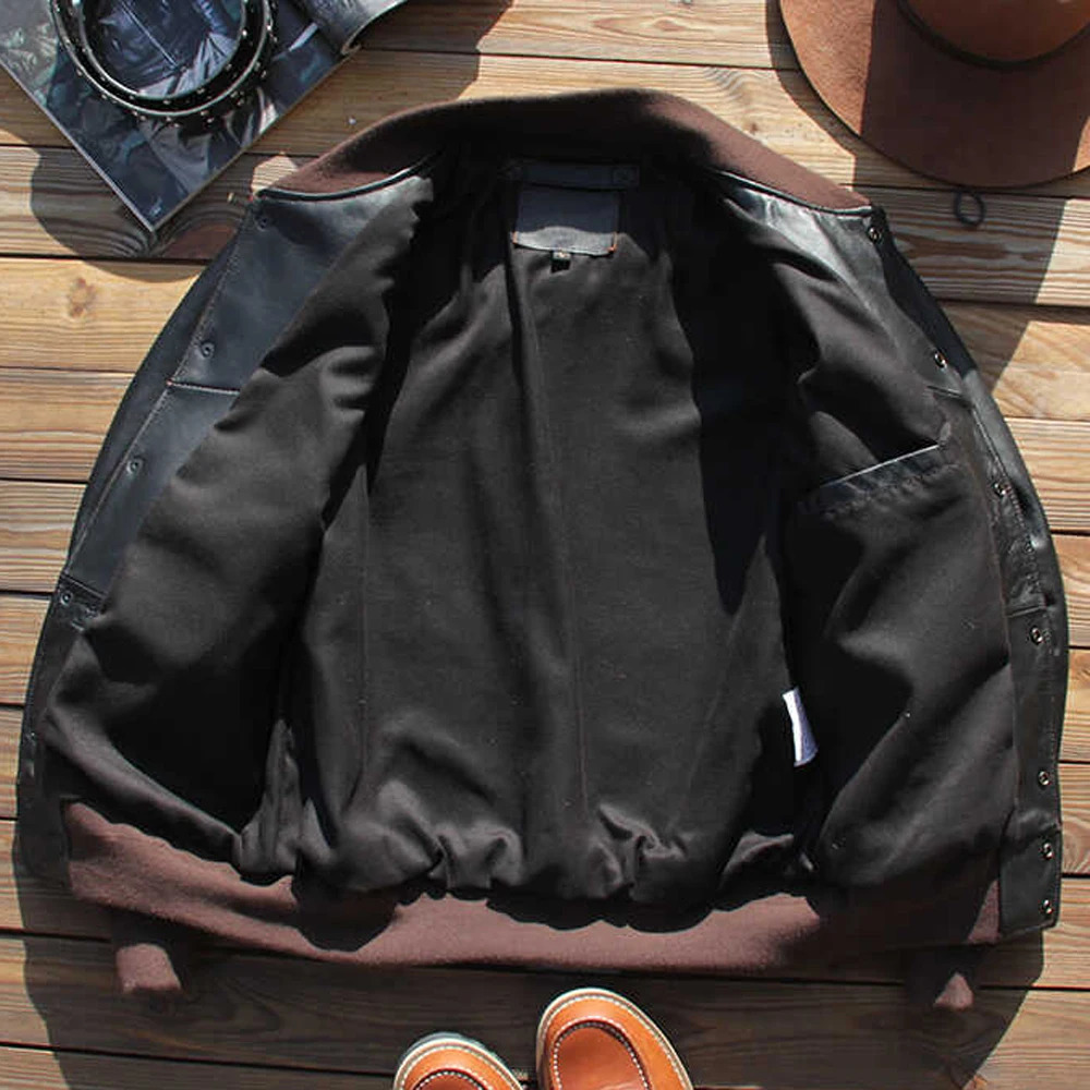 Super Qaulity A1 flying jacket mens retro sheepskin baseball set motorcycle top 241011