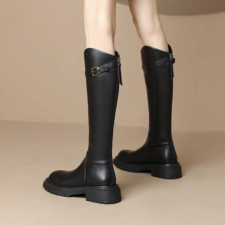 Long Thigh Fashion Boots High Heel Boots Leather For Women Winter Thick Flat Bottom Long Tube Boots Knight Boots Ankle Womens Booties 240826