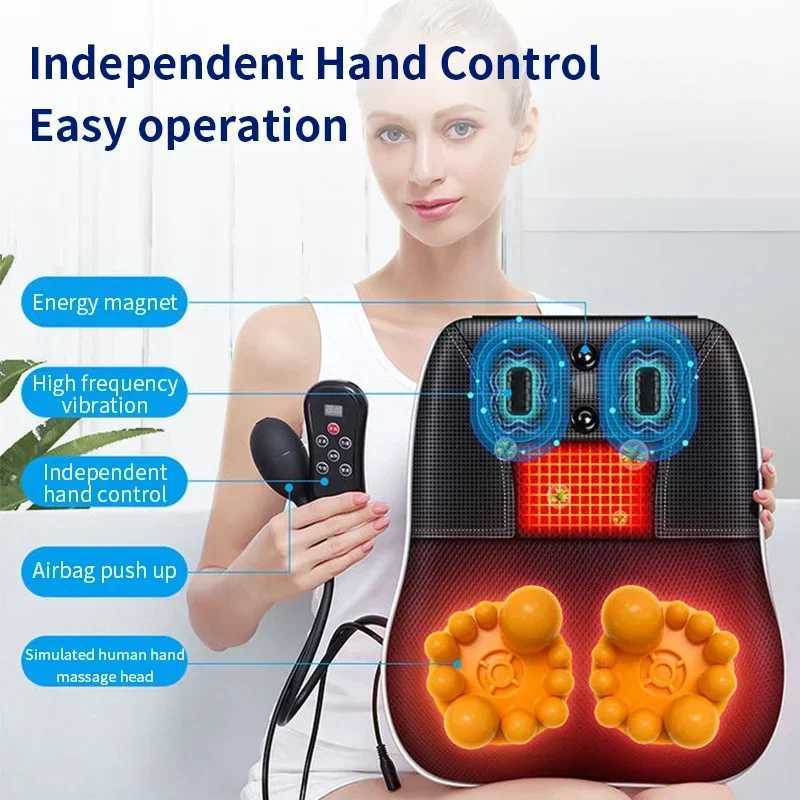 FODRK Electric Finger Pressure Head and Neck Cervical Ttraction Body Massager Car Rear Pillow with Heating and Vibration Massage Equipment W240819
