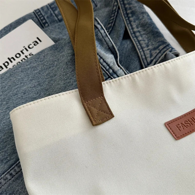 Korean canvas shoulder shopping bag womens zipper large handbag womens handbag womens handbag student women Bolso Mujer 241008