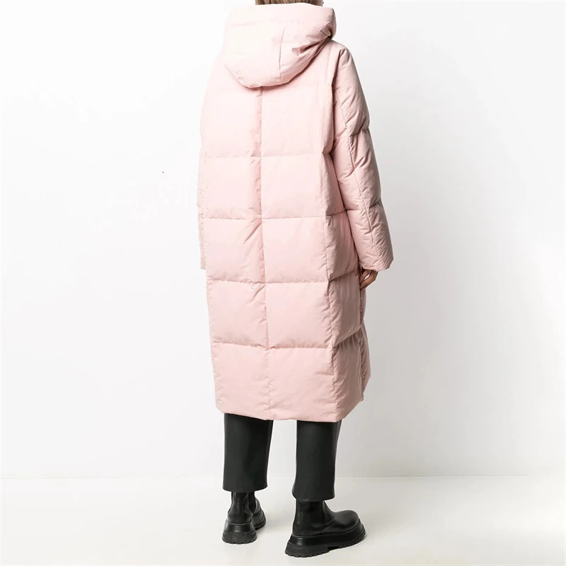 Winter Womens Casual Loose Long Knee Bread Coat Y2K High Quality Thick Warm Hooded Jacket Trap 241009