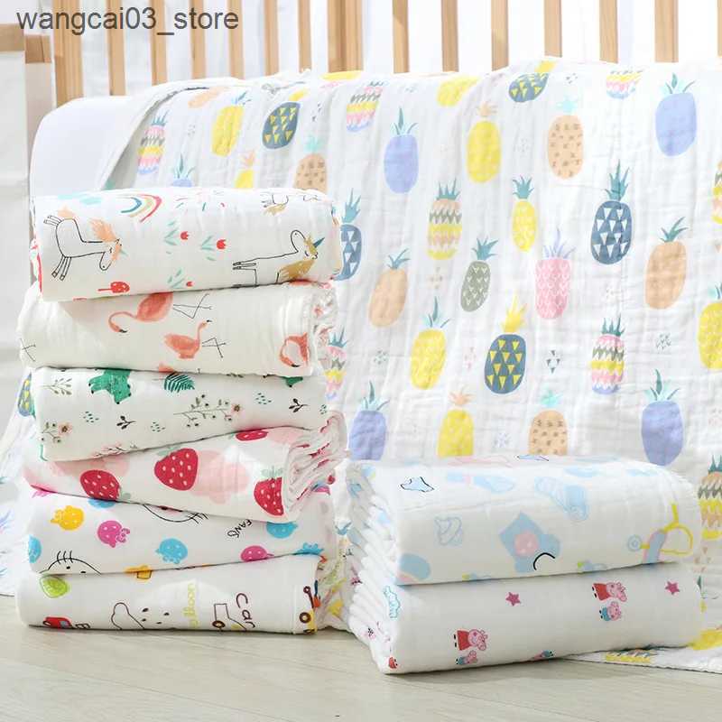 Blankets Swaddling 110*110cm Muslin Swaddle Newborn Baby Blankets Eco Soft Cotton Children Towel Infant Kids Wrap Sleepsack Stroller Cover Play Mat L2