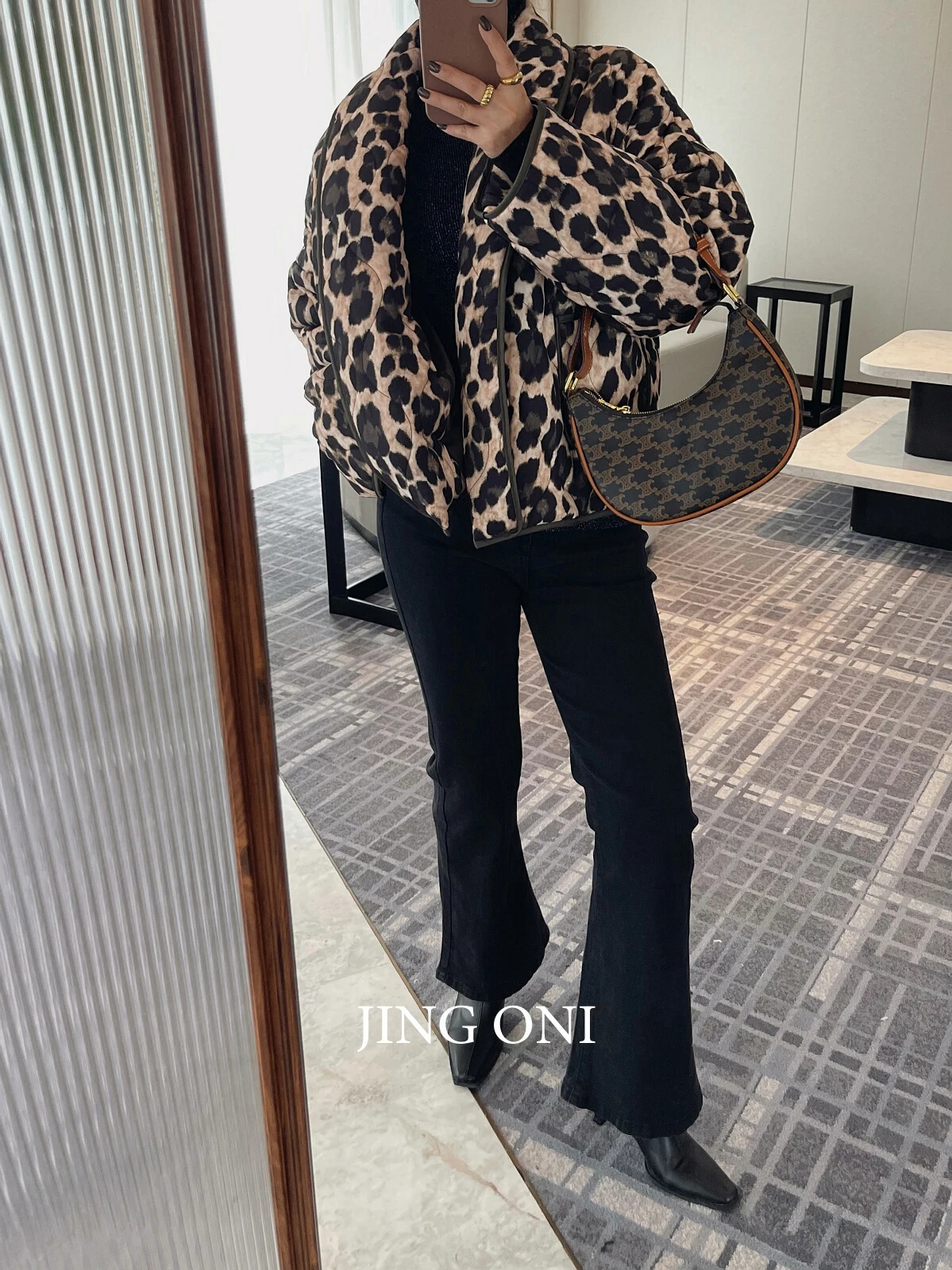 Leopard Short Padding Jacket Winter Woman Clothing Y2K Korean Fashion Style Vintage Outerwears Top Coat Elegant Parkas 240930
