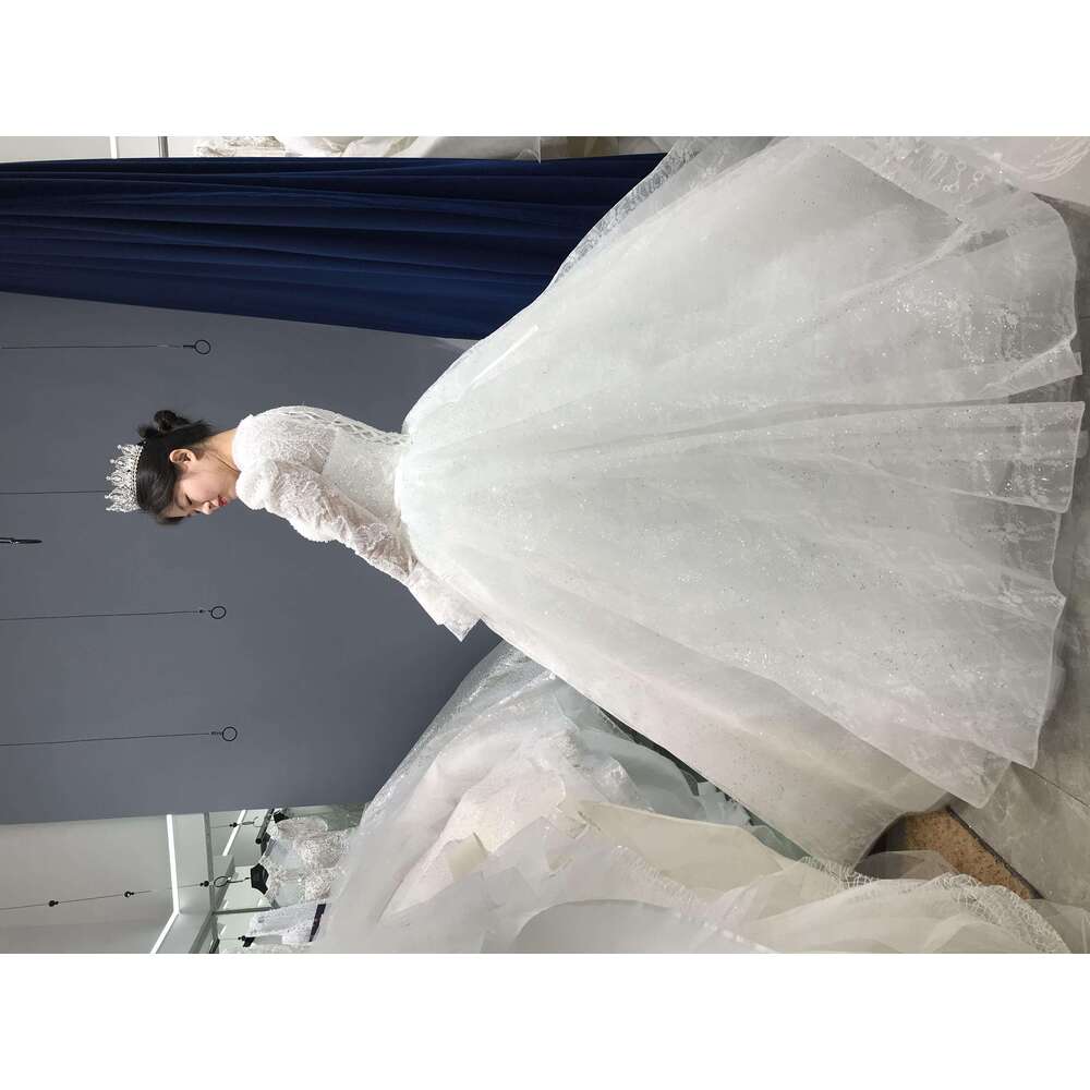 Kisswhite Xlove Collection heavy beads ball glitters white dress high neck bridal gown