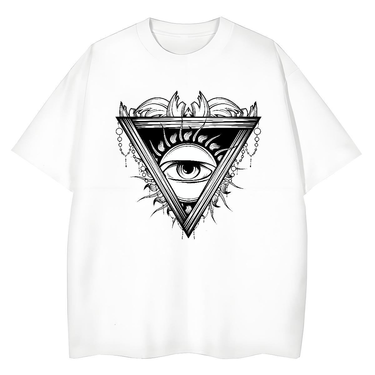 DIY T Shirts Women 230g 100% Cotton Short Sleeve O-Neck Daily Wear eye of the devil Woman Tshirt Lady Skull Tees Shirts