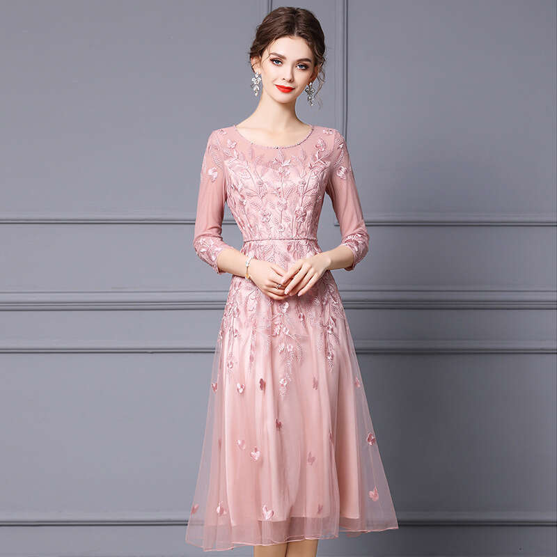 2024 Autumn New Style Womens Flavor High end Nail Bead Embroidered Long Dress
