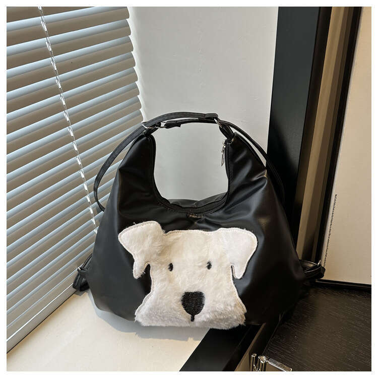 Cute Plush Dog Backpack 2024 New Casual Commuter Fashionable, Simple, High Beauty Shoulder Bag
