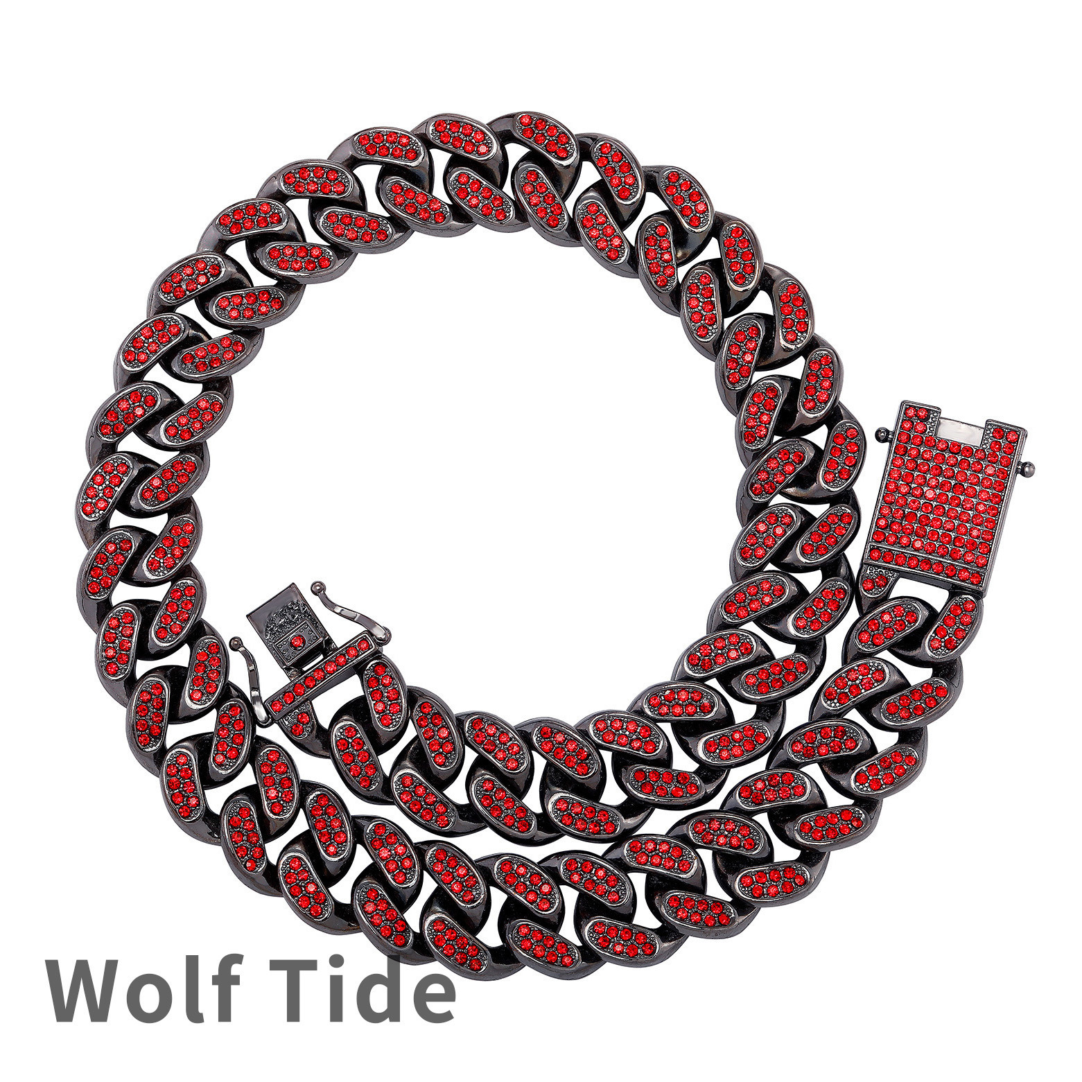 20MM Bling Red Rhinestone Big Cuban Link Chain Necklace Sparkly Alloy Gemstone Hip Hop Trendy Mens And Womens Jewelry Accessory Bracelet Miami Rapper 